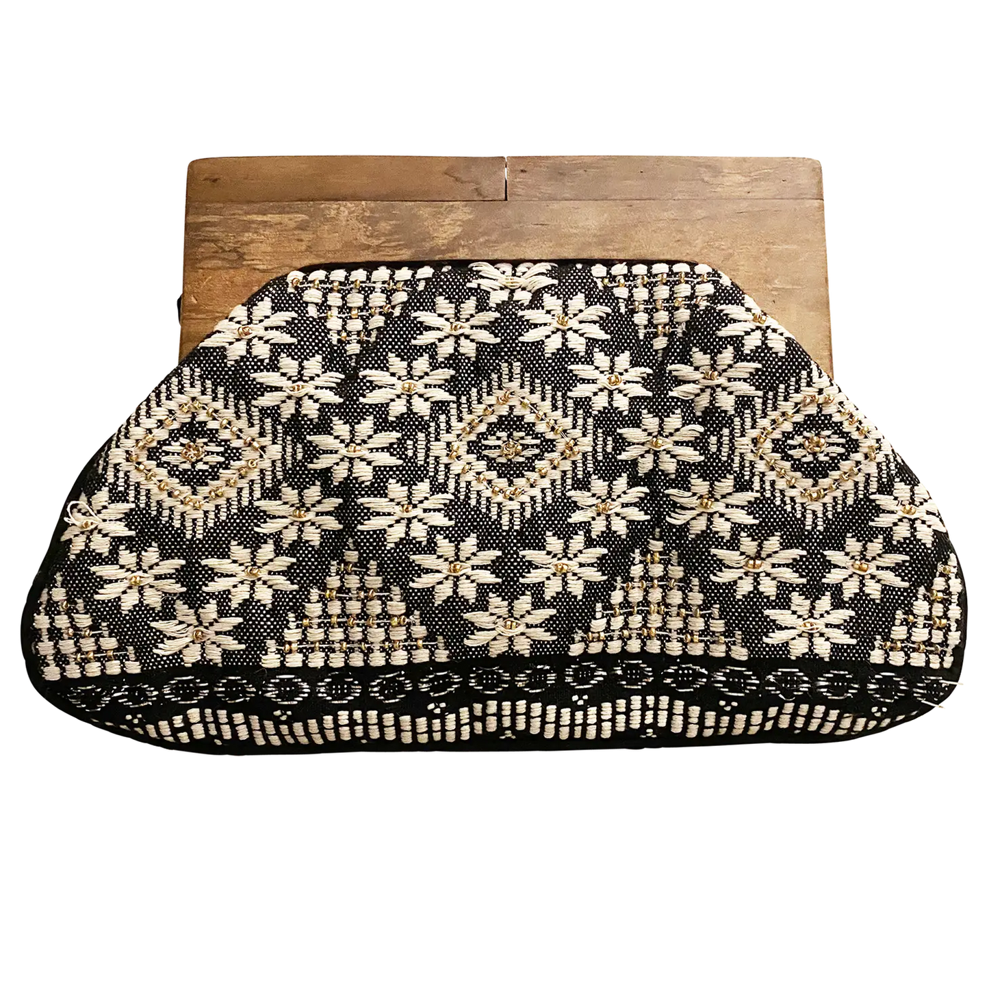 Beaded Clutch Wooden Handle {MULTIPLE COLORS}