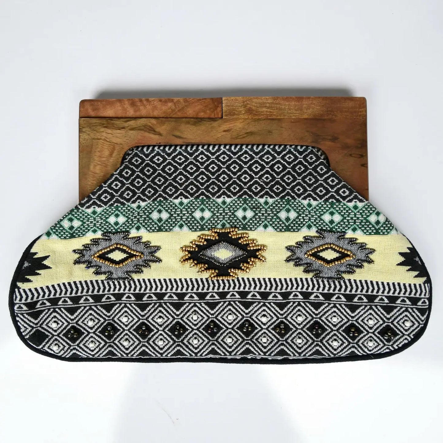Beaded Clutch Wooden Handle {MULTIPLE COLORS}