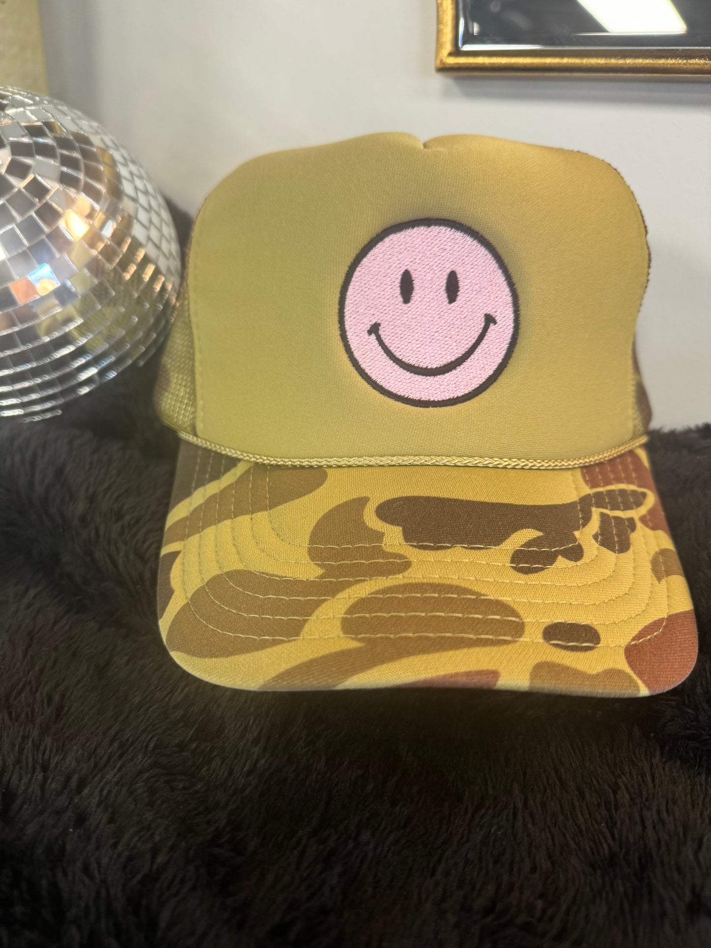 Smiley Camo Trucker Hat
