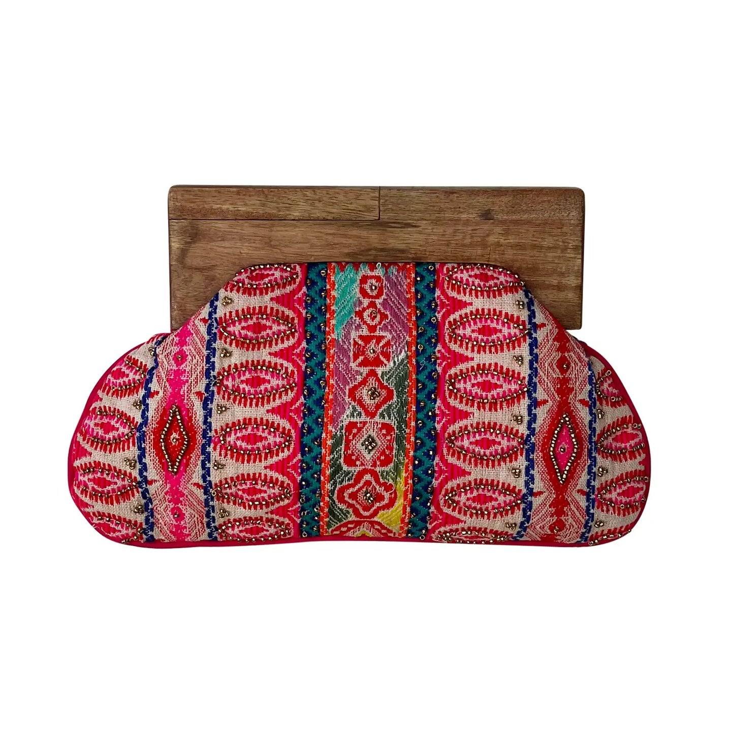 Beaded Clutch Wooden Handle {MULTIPLE COLORS}